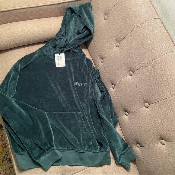 NWT $148 WSLY Eco Plush Classic Pocket Hoodie in Tourmaline Small - Picture 12 of 12
